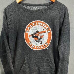 Majestic Threads Baltimore Orioles Sweatshirt Mens Grey Raglan Pullover MLB
